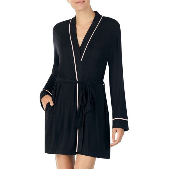 Kate Spade Black Short Tie House Bathrobe Size XS/S - Picture 1 of 5